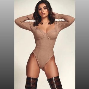 Fashion Nova Tan Bodysuit NWT